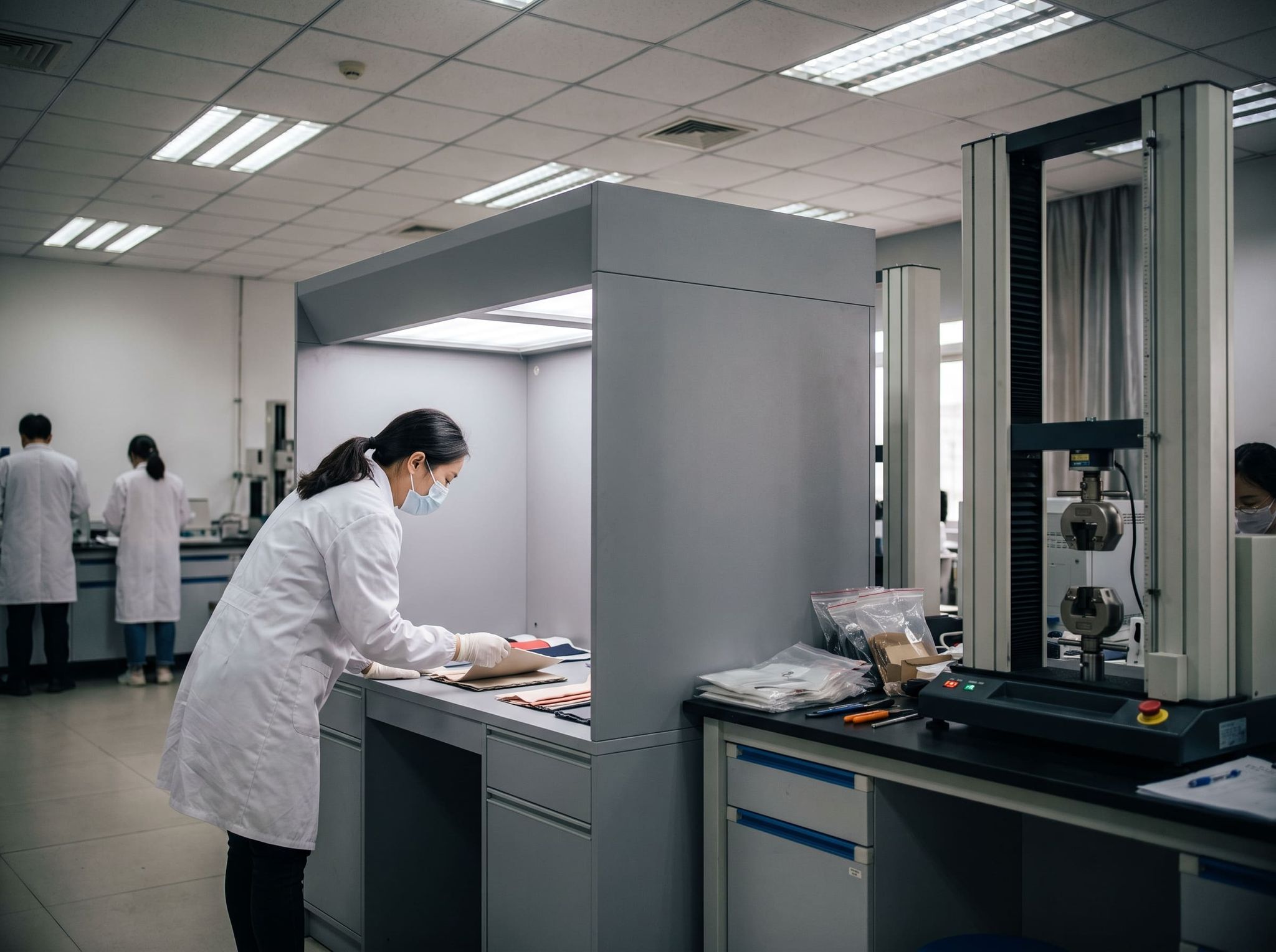 Testing lab with tensile testing machine