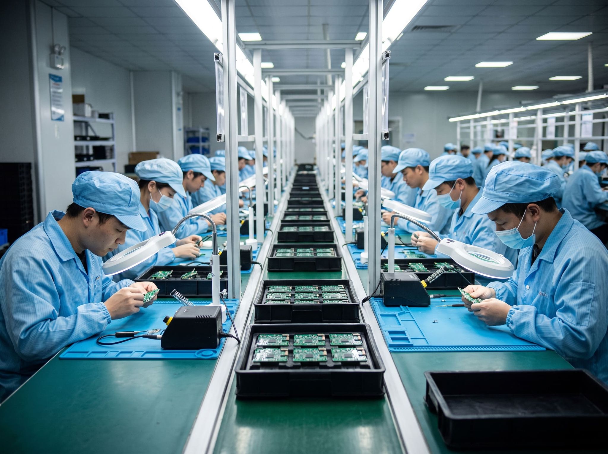 Electronics board assembly line