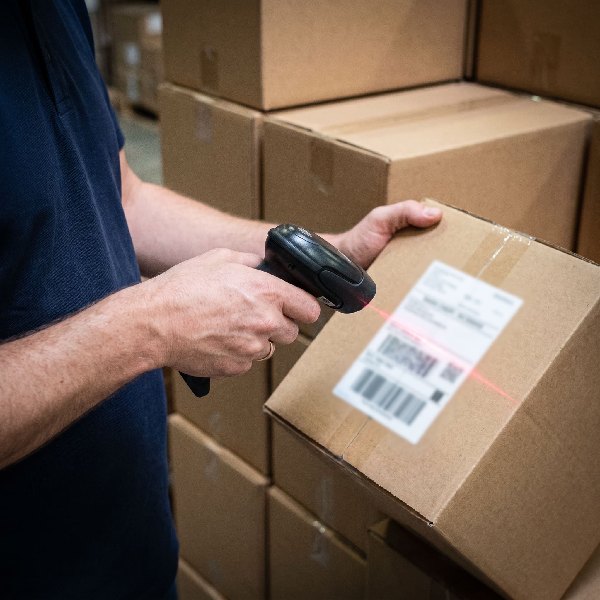 Scanning a carton barcode at receiving