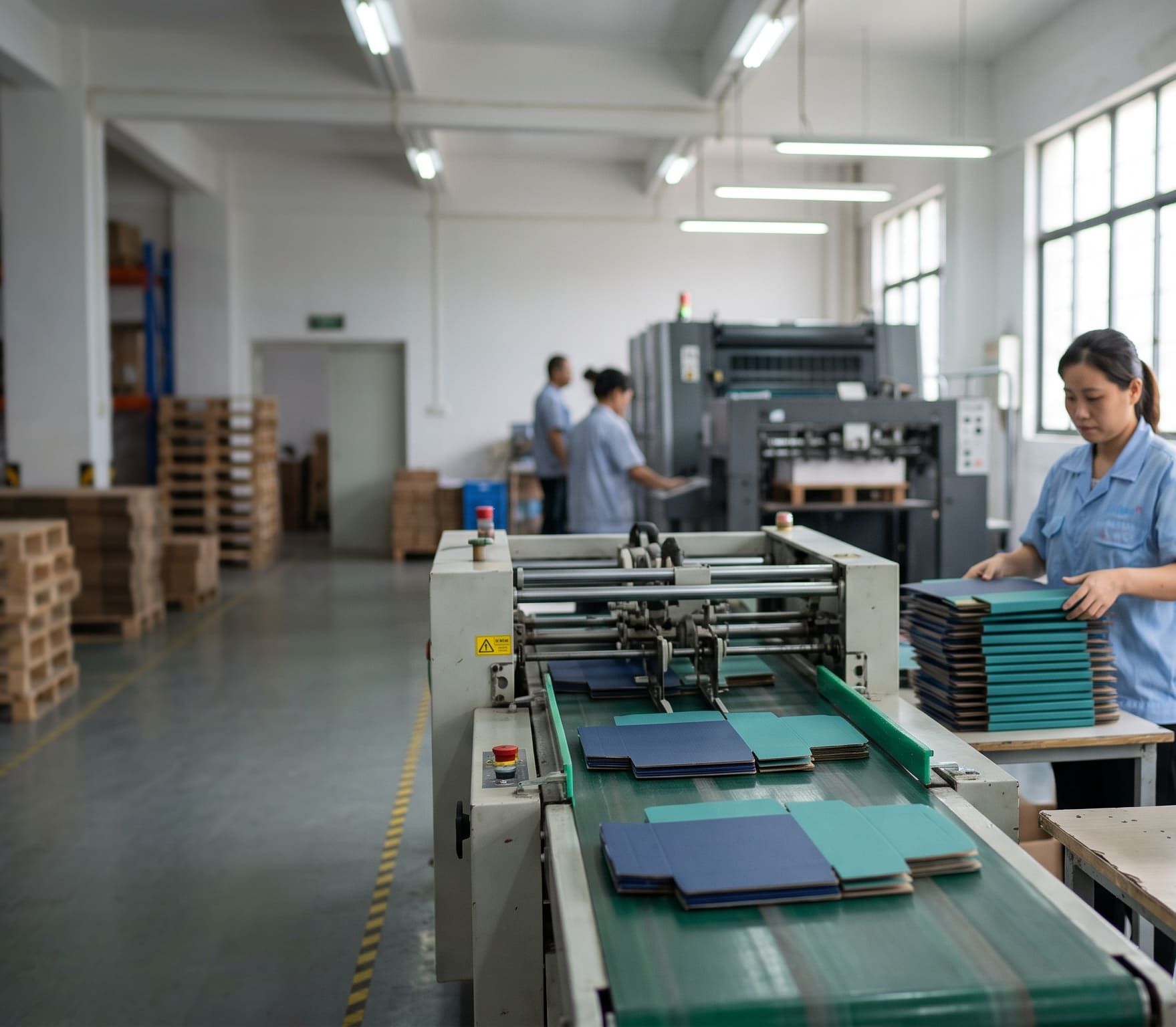Cardboard cases coming off the folder-gluer